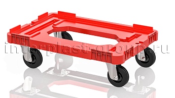 Тележка пластиковая с отверстием без тормозов усиленная красная в Комсомольске-на-Амуре Тележка пластиковая с отверстием без тормозов усиленная красная в Комсомольске-на-Амуре