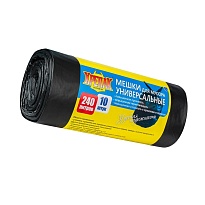 Мешки для мусора 240 л, черные, в рулоне 10 шт., ПНД 40 мкм, 1250х1000 мм, Крепак, 4607075710153  в Комсомольске-на-Амуре