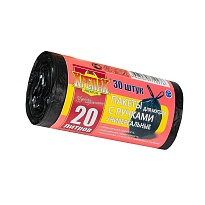 Мешки для мусора 20 л, с ручками, черные, в рулоне 30 шт., ПНД, 10 мкм, 550х440 мм, Крепак, 4607075710276  в Комсомольске-на-Амуре