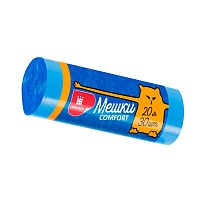 Мешки для мусора 20 л, синие, в рулоне 30 шт., ПНД, 8 мкм, 500х400 мм, Comfort, М0017 (МН 20-30с)  в Комсомольске-на-Амуре
