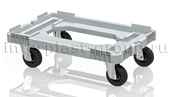 Тележка пластиковая с отверстием без тормозов усиленная серая в Комсомольске-на-Амуре Тележка пластиковая с отверстием без тормозов усиленная серая в Комсомольске-на-Амуре