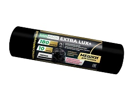 Мешки для мусора 180 л, черные, в рулоне 10 шт., ПВД, 60 мкм, 1100х930 мм, EXTRA LUX+, 1801098  в Комсомольске-на-Амуре