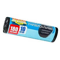 Мешки для мусора 180 л, с ушками, черные, в рулоне 10 шт., ПНД, 20 мкм, 1150х800 мм, Крепак, 4607075710498  в Комсомольске-на-Амуре