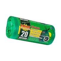 Мешки для мусора 20 л, биоразлагаемые, с ручками, черные, в рулоне 30 шт., ПНД, 10 мкм, 550х440 мм, Крепак, 4607075710047  в Комсомольске-на-Амуре