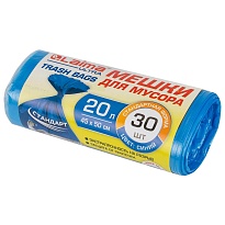 Мешки для мусора 20 л, синие, в рулоне 30 шт., ПНД, 8 мкм, 500х450 мм, LAIMA, 607682  в Комсомольске-на-Амуре