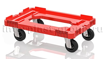 Тележка пластиковая с отверстием без тормозов красная  в Комсомольске-на-Амуре