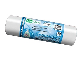 Мешки для мусора 300 л, белые, в рулоне 10 шт., ПВД 70 мкм, 1400х1000 мм, PREMIUM+, 300101602  в Комсомольске-на-Амуре