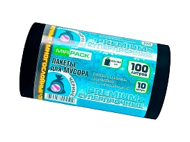 Мешки для мусора 100 л, черные, в рулоне 10 шт., ПВД, 70 мкм, 1000х600 мм, PREMIUM+, 1001076  в Комсомольске-на-Амуре