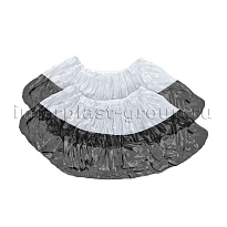 Бахилы бело-черные 1000 шт (500 пар), 48 мкм, двойная подошва, с одной резинкой, Эконом+  в Комсомольске-на-Амуре